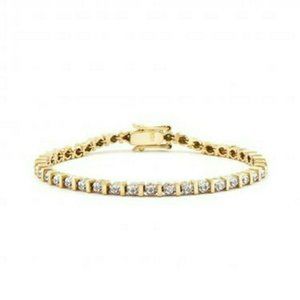 Solid silver Bracelet with Diamonds Sterling silver 18K Yellow Gold. 035CTW